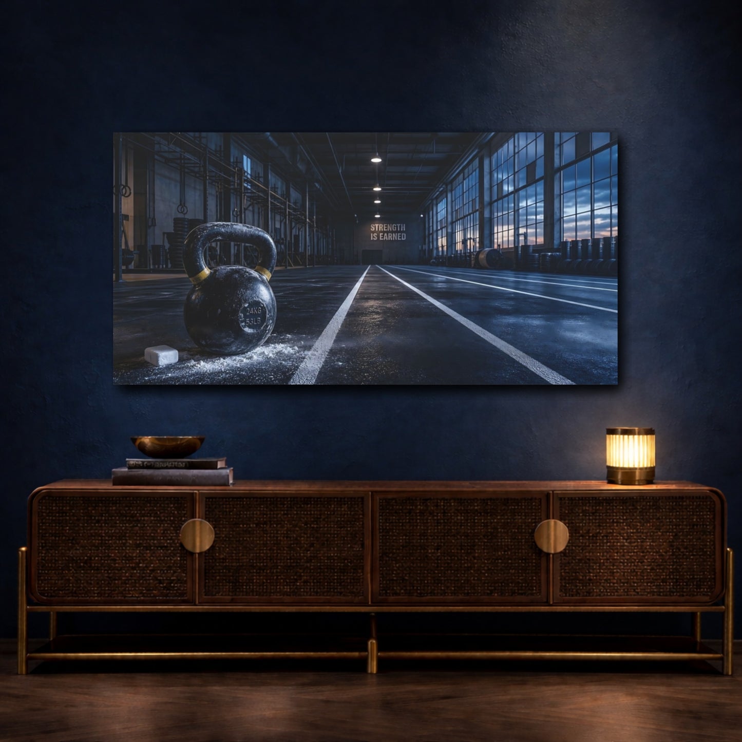 Mockup 4. Strength Kettlebell Gym shown as canvas print