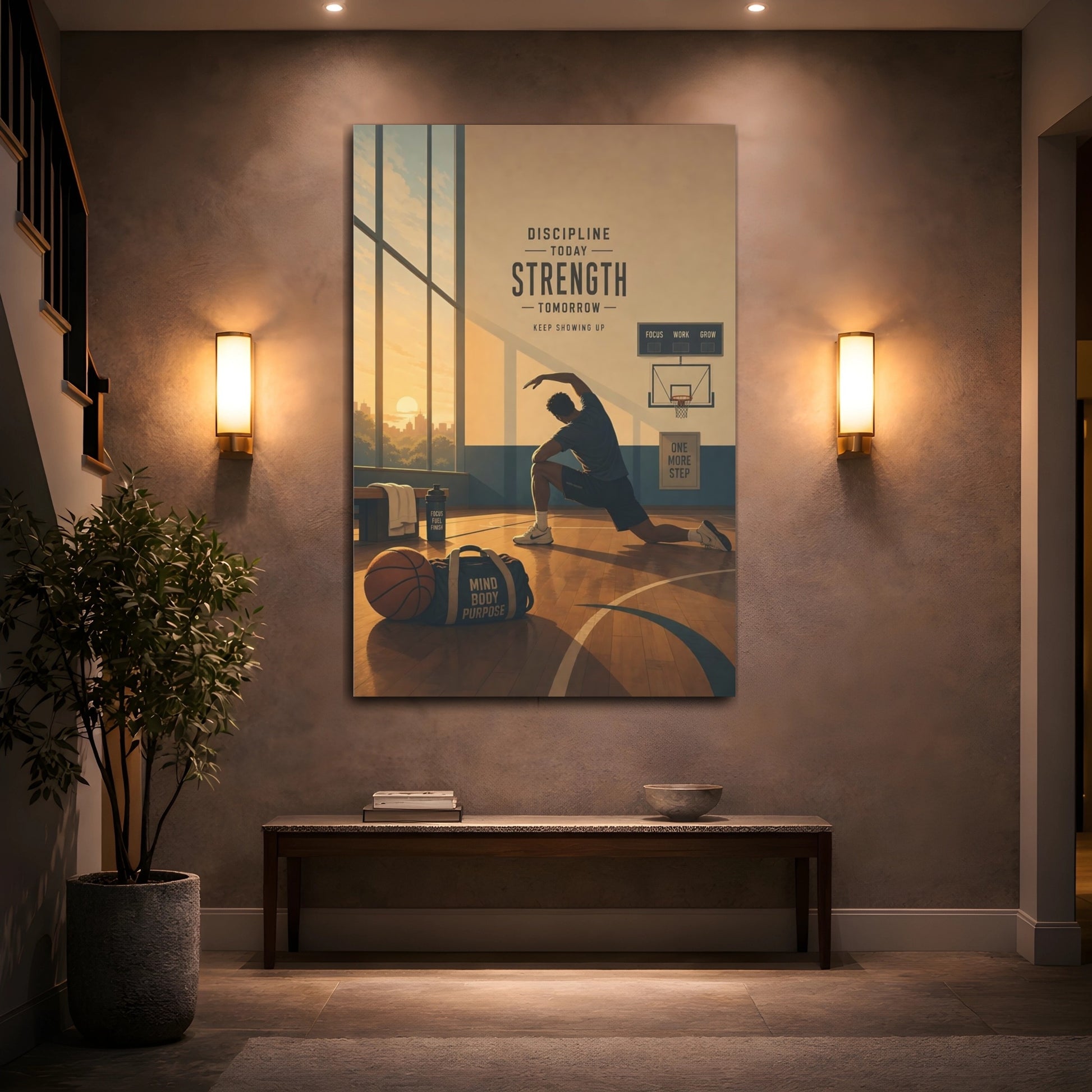 Mockup 2. Strength Through Discipline shown as canvas print