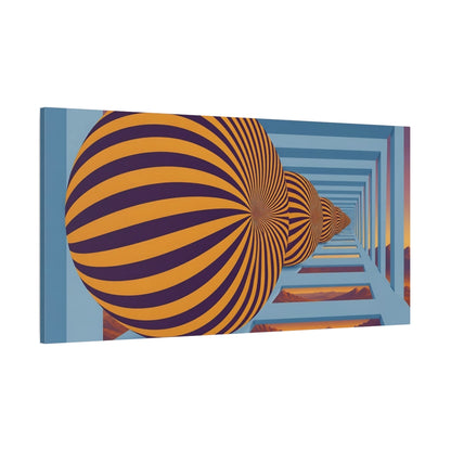 Side Mockup 2. Striped Sphere Illusion shown as canvas print