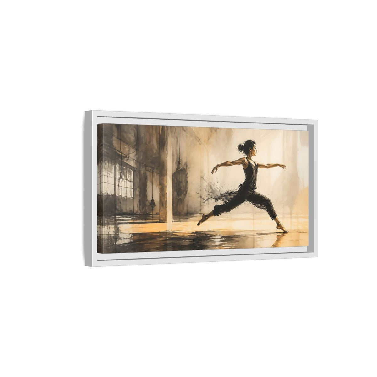 Side Mockup 6. Studio Dance Leap shown as framed canvas print