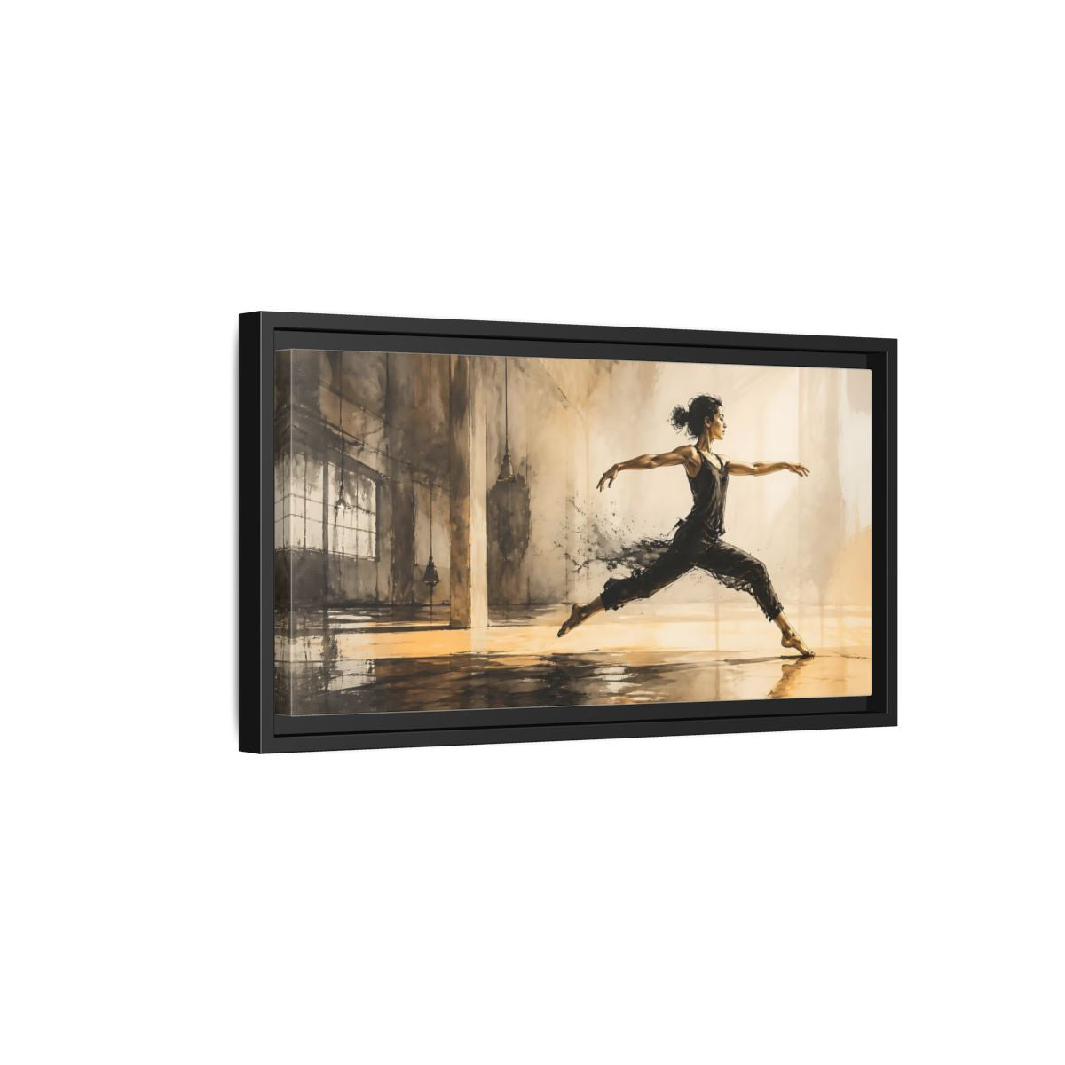 Side Mockup 8. Studio Dance Leap shown as framed canvas print