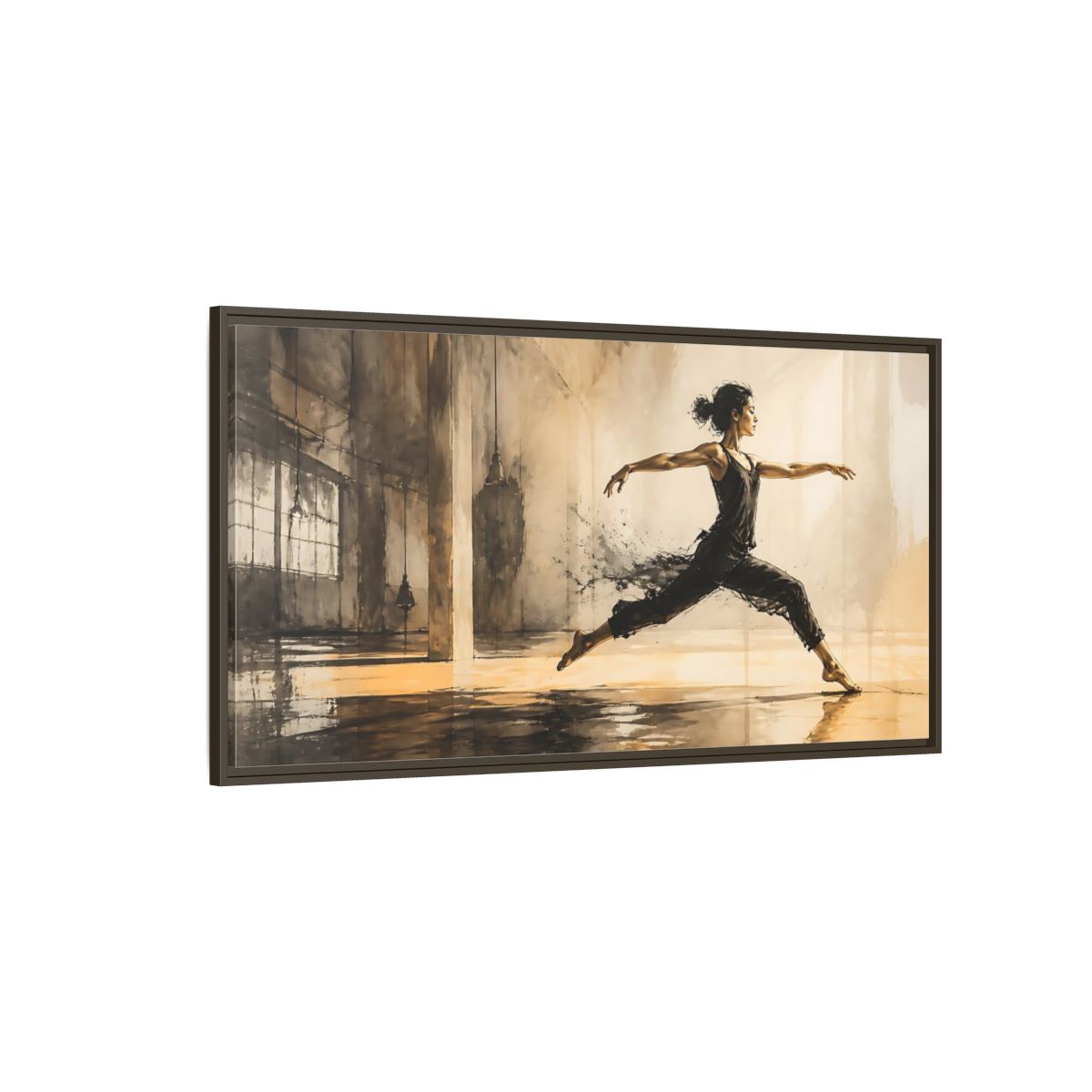 Side Mockup 4. Studio Dance Leap shown as framed canvas print