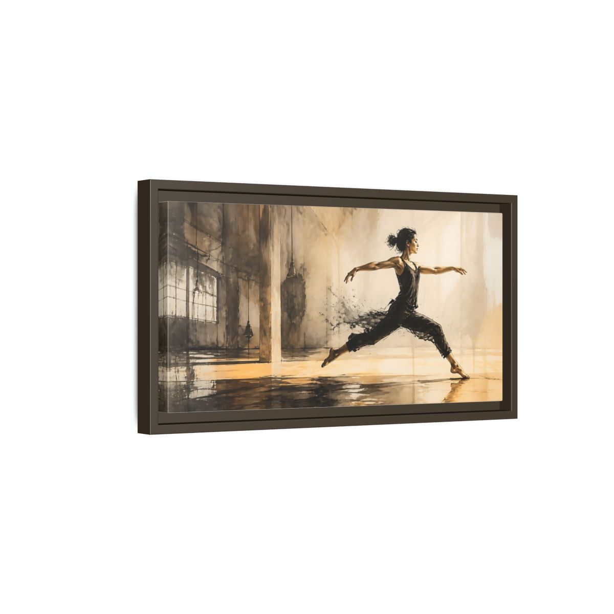 Side Mockup 7. Studio Dance Leap shown as framed canvas print