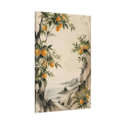 Main Mockup. Sumi-E Orange Branch shown as canvas print