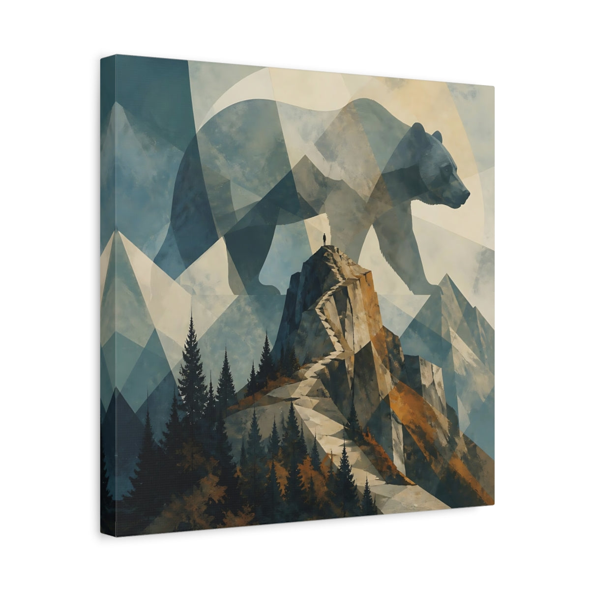 Side Mockup 6. Summit Bear Silhouette shown as canvas print