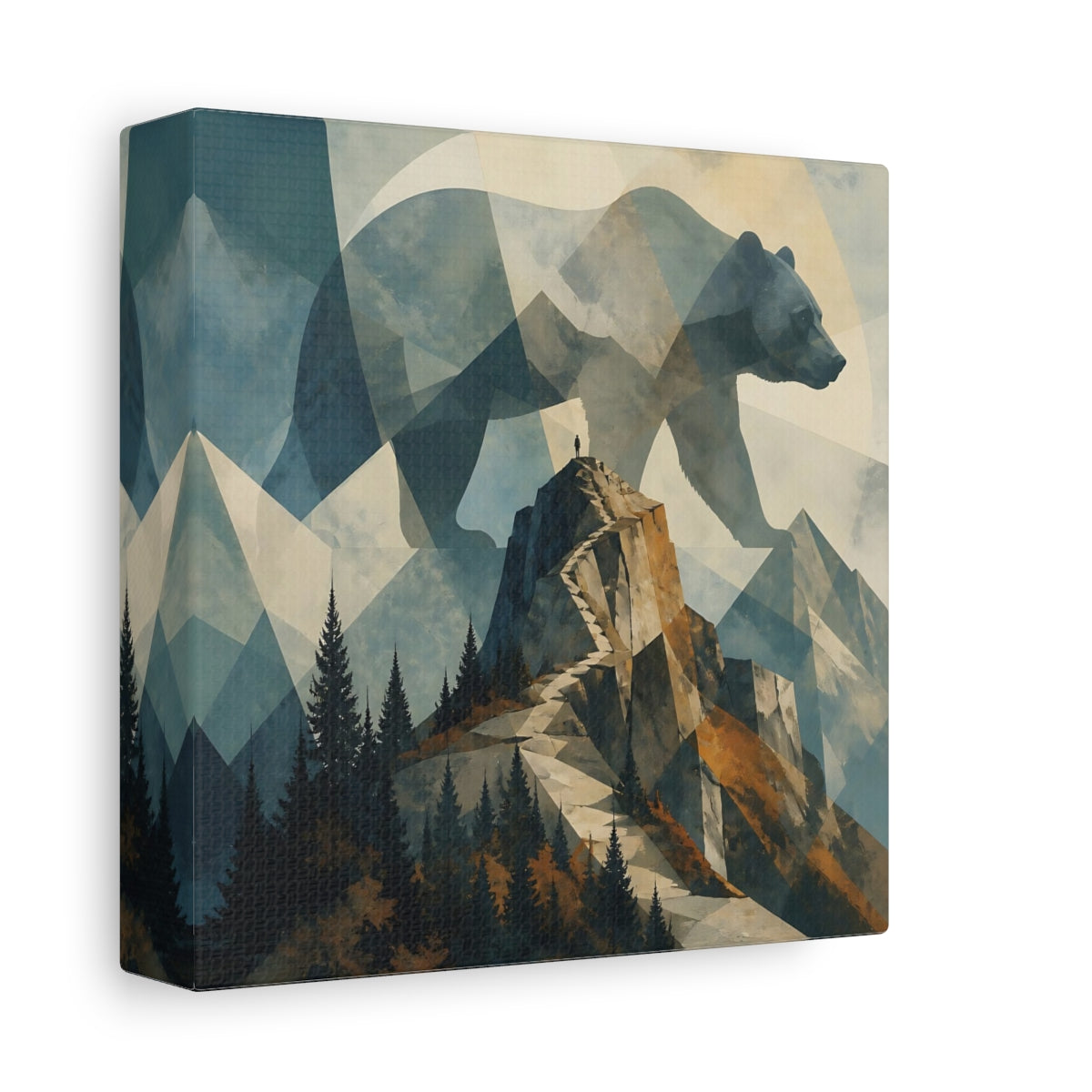 Side Mockup 2. Summit Bear Silhouette shown as canvas print