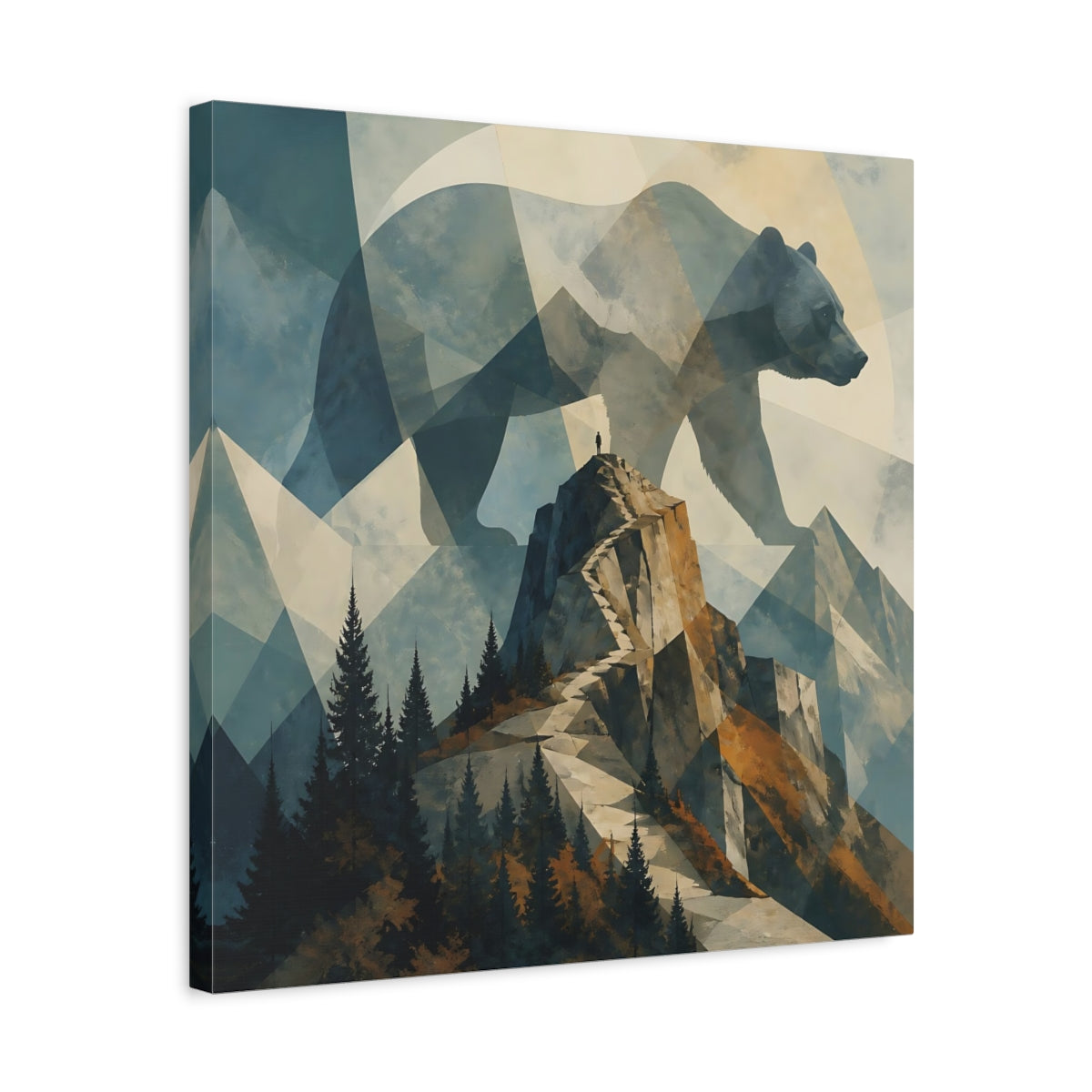 Side Mockup 5. Summit Bear Silhouette shown as canvas print