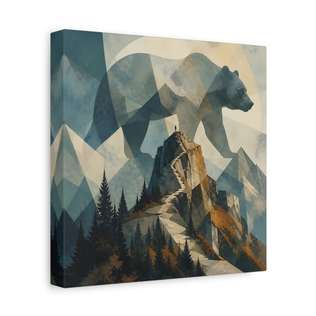 Side Mockup 9. Summit Bear Silhouette shown as canvas print
