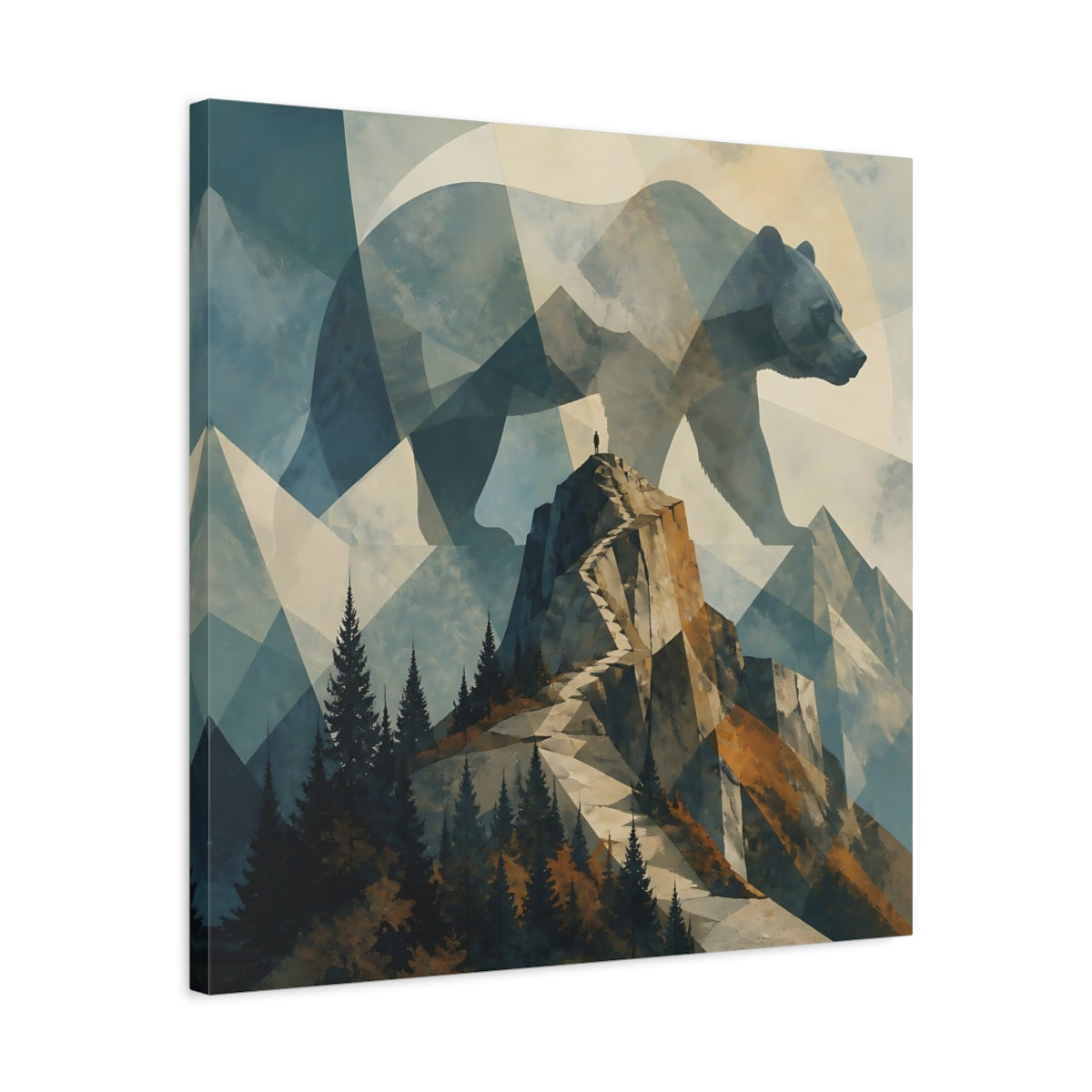 Side Mockup 4. Summit Bear Silhouette shown as canvas print