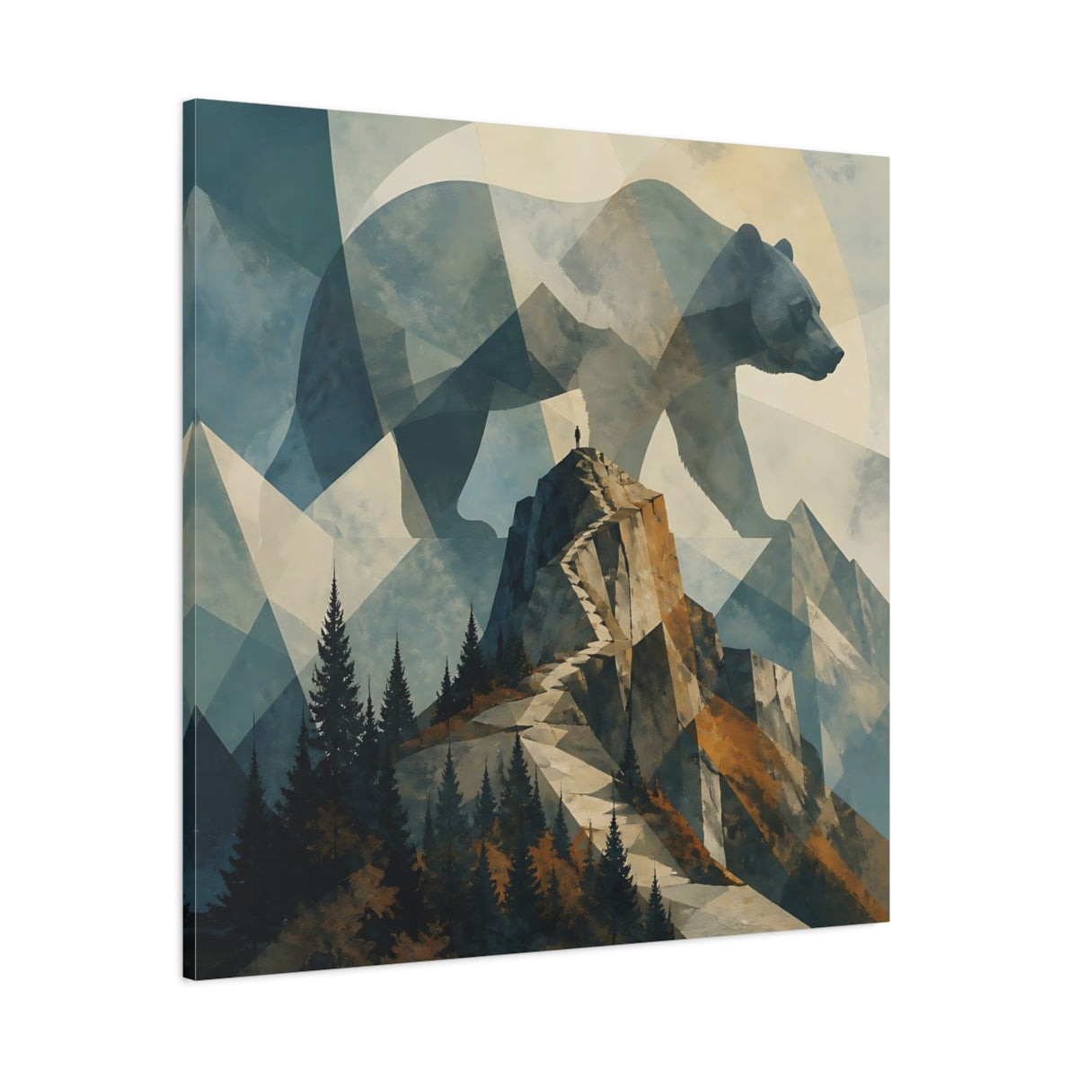 Side Mockup 1. Summit Bear Silhouette shown as canvas print