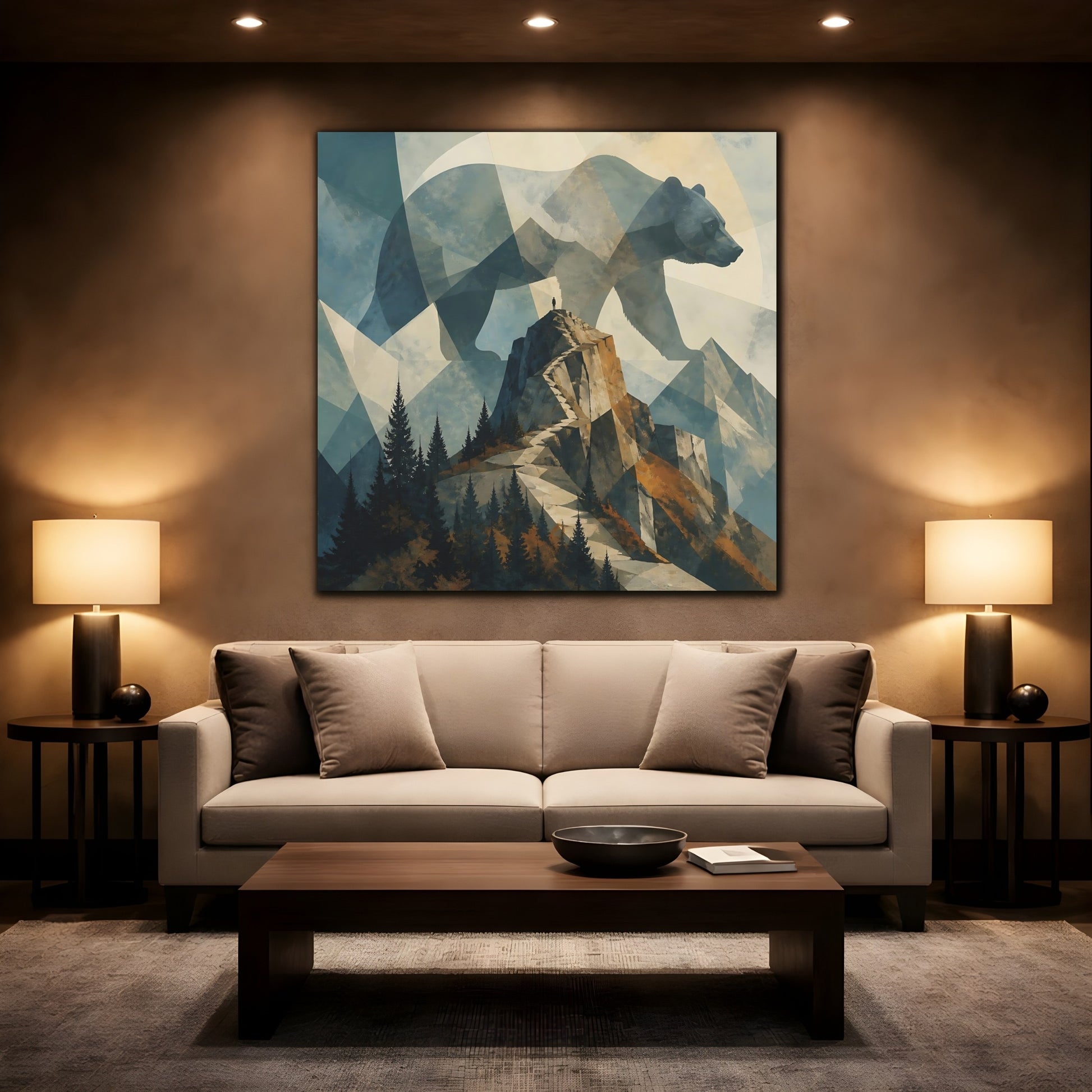 Mockup 2. Summit Bear Silhouette shown as canvas print