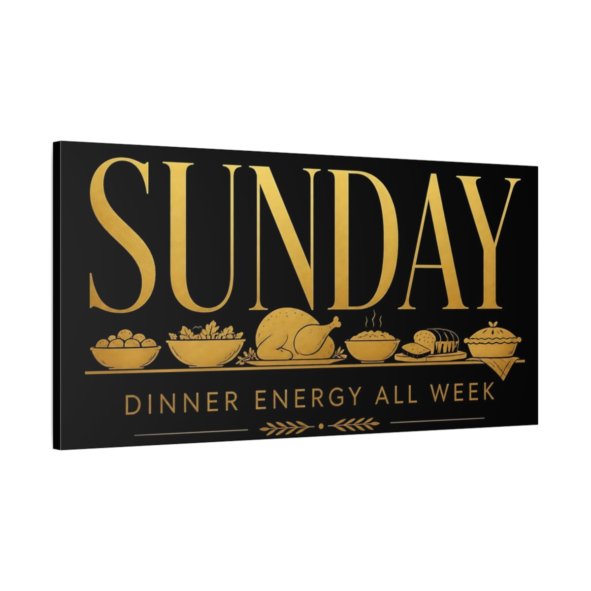 Main Mockup. Sunday Dinner Energy shown as canvas print