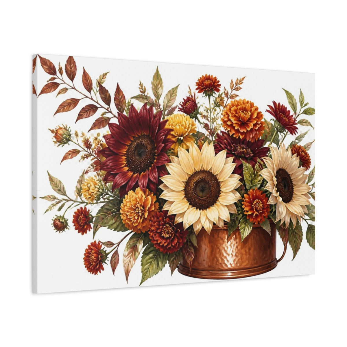 Main Mockup. Sunflower Flowers Bouquet shown as canvas print