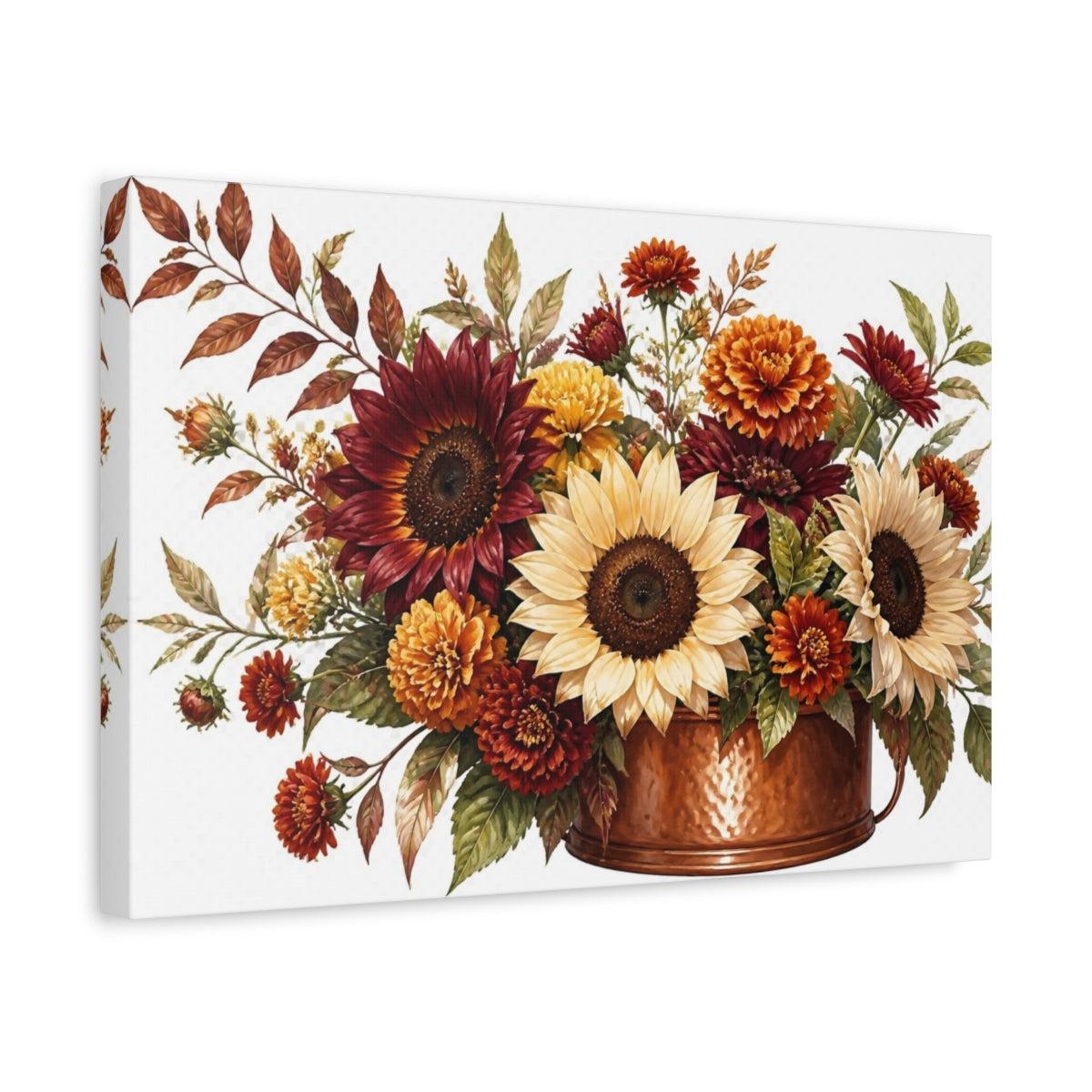 Side Mockup 4. Sunflower Flowers Bouquet shown as canvas print