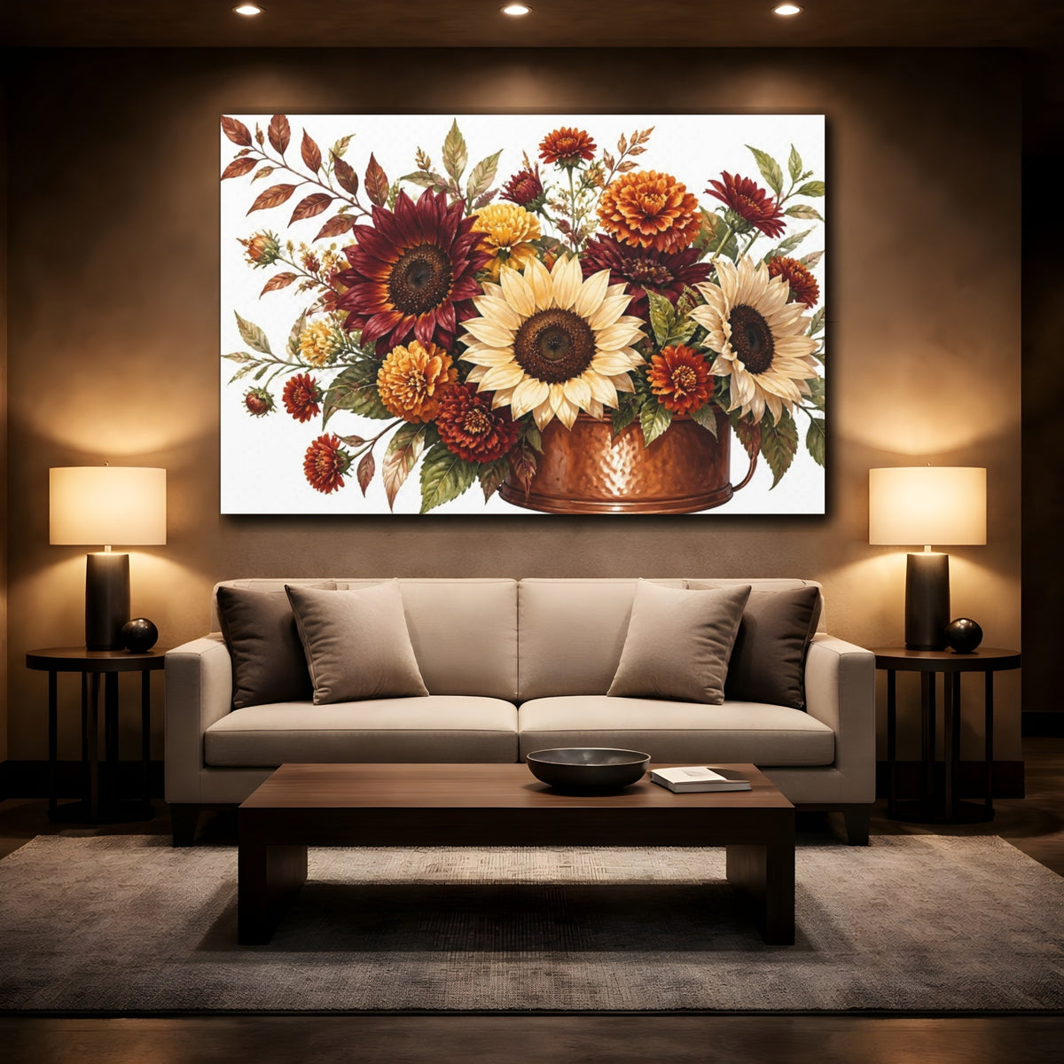 Mockup 2. Sunflower Flowers Bouquet shown as canvas print