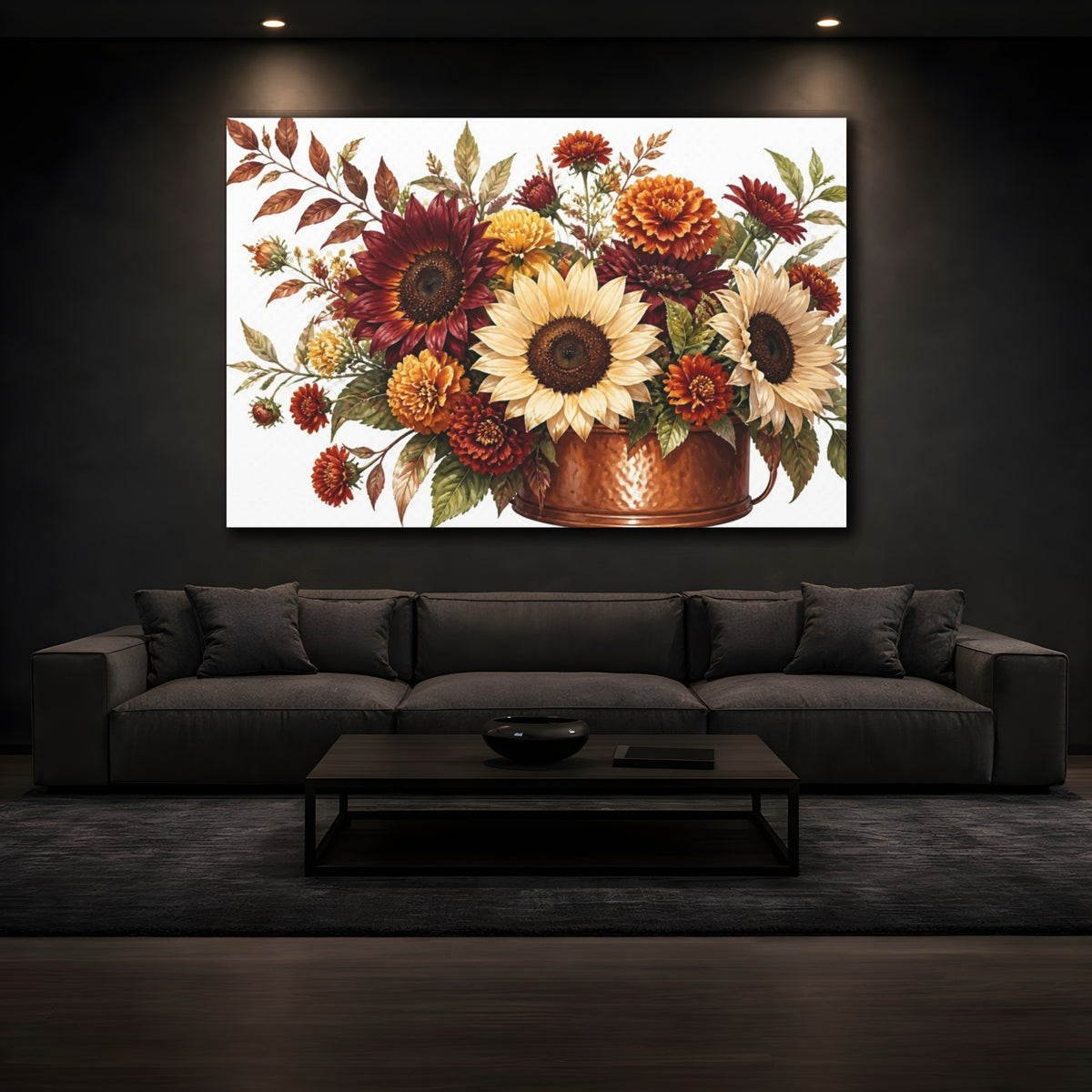 Mockup 3. Sunflower Flowers Bouquet shown as canvas print