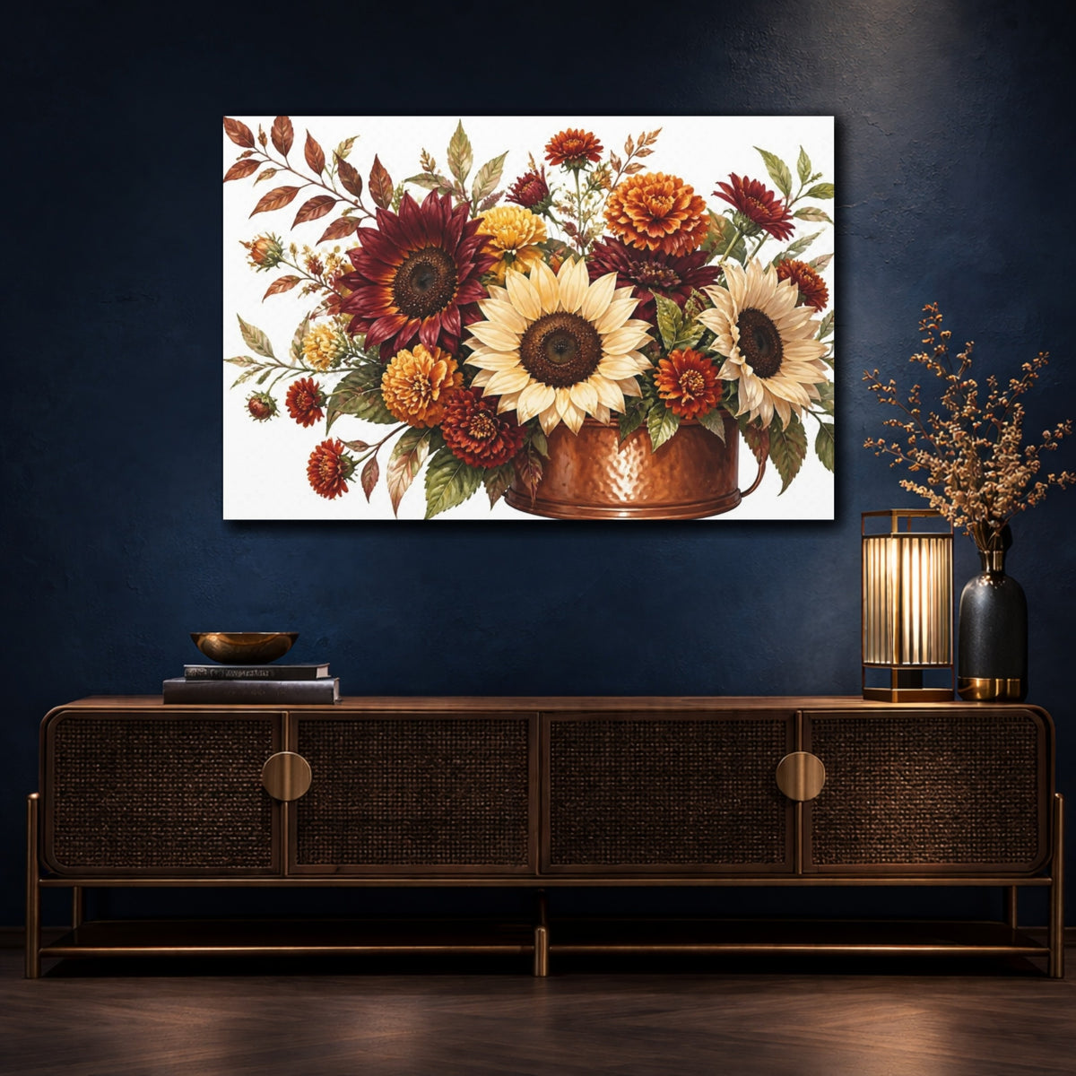 Mockup 4. Sunflower Flowers Bouquet shown as canvas print