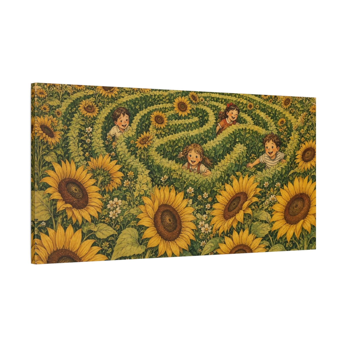 Main Mockup. Sunflower Hide And Seek shown as canvas print