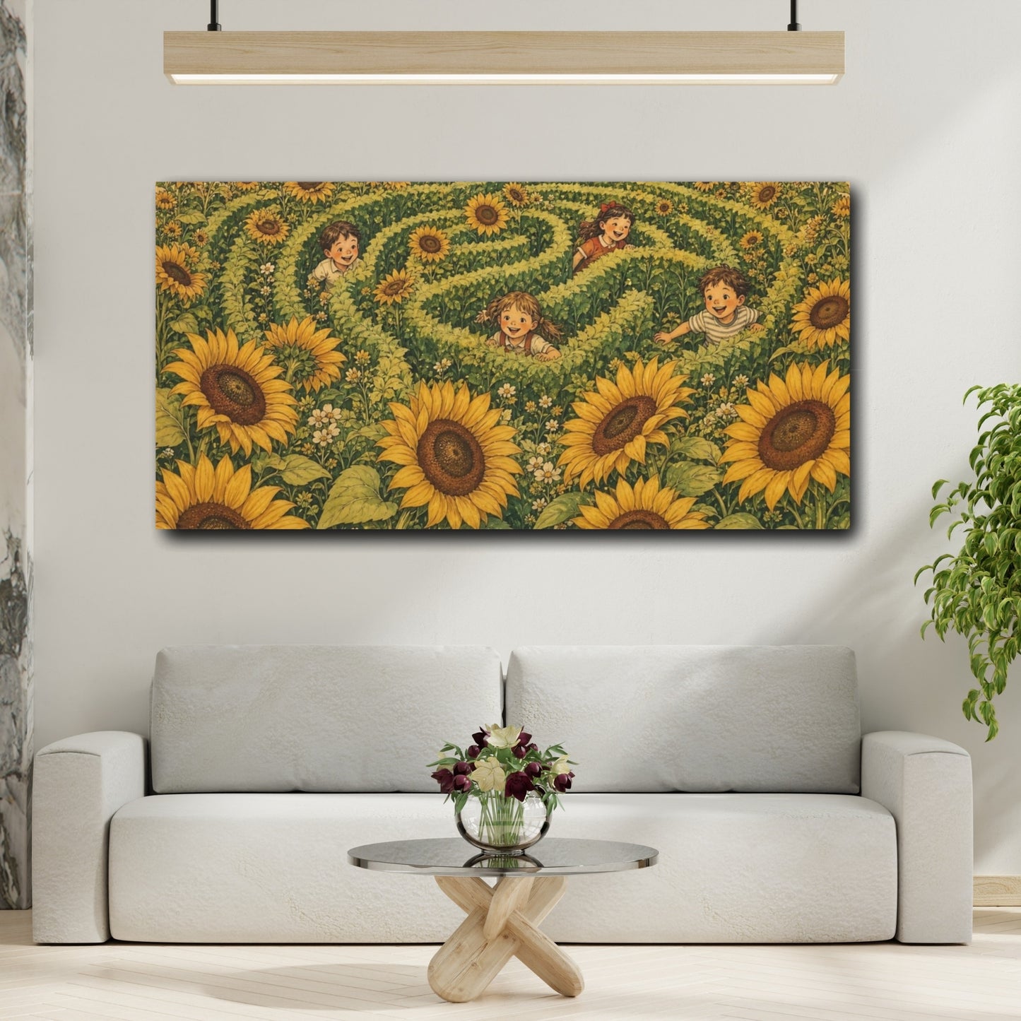 Mockup 2. Sunflower Hide And Seek shown as canvas print