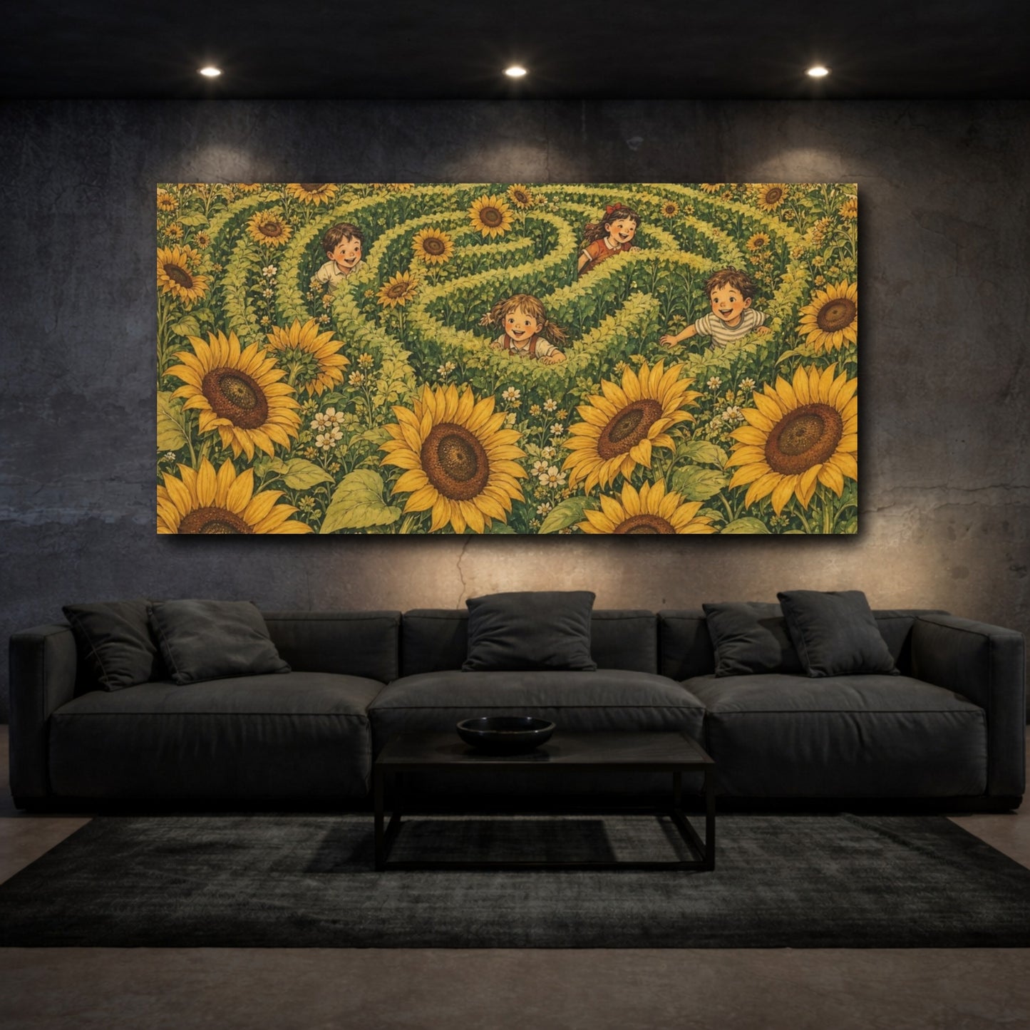 Mockup 3. Sunflower Hide And Seek shown as canvas print