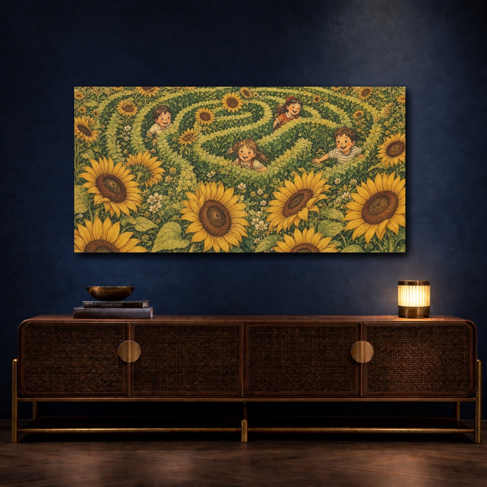 Mockup 4. Sunflower Hide And Seek shown as canvas print
