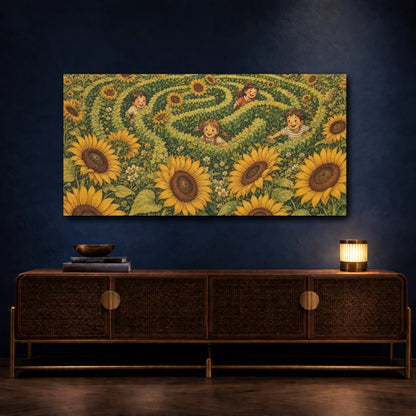 Mockup 4. Sunflower Hide And Seek shown as canvas print
