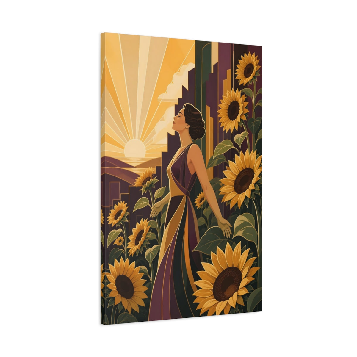 Main Mockup. Sunflower Motivation Muse shown as canvas print