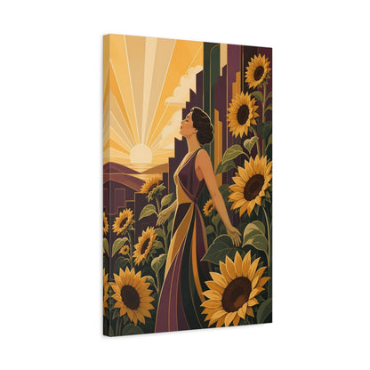Side Mockup 3. Sunflower Motivation Muse shown as canvas print
