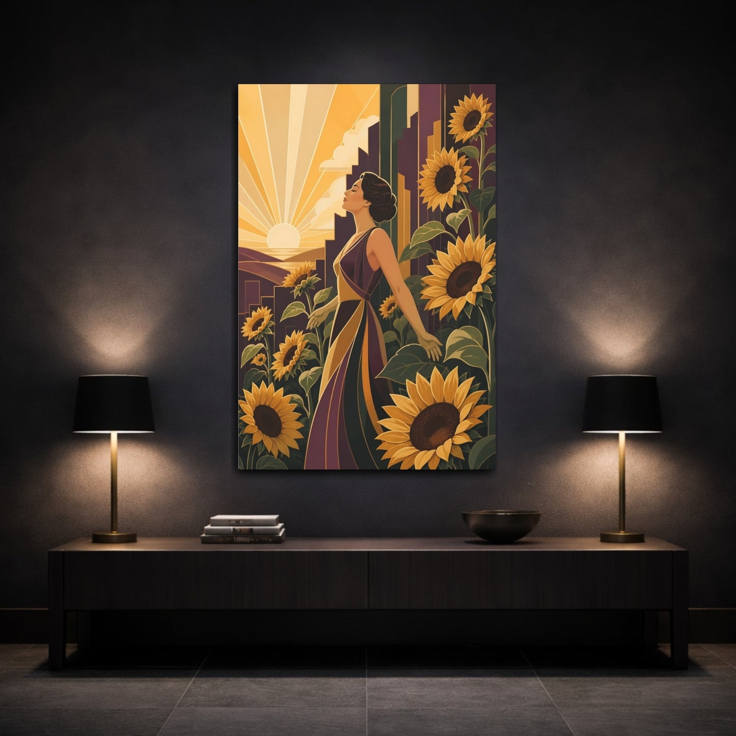 Mockup 3. Sunflower Motivation Muse shown as canvas print