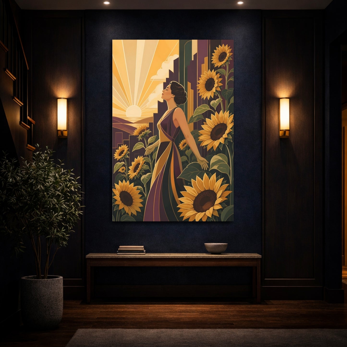 Mockup 4. Sunflower Motivation Muse shown as canvas print