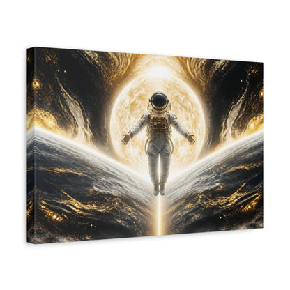 Side Mockup 4. Sunlit Astronaut Ascension shown as canvas print