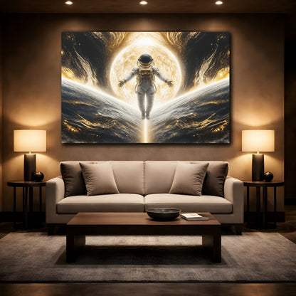 Mockup 2. Sunlit Astronaut Ascension shown as canvas print