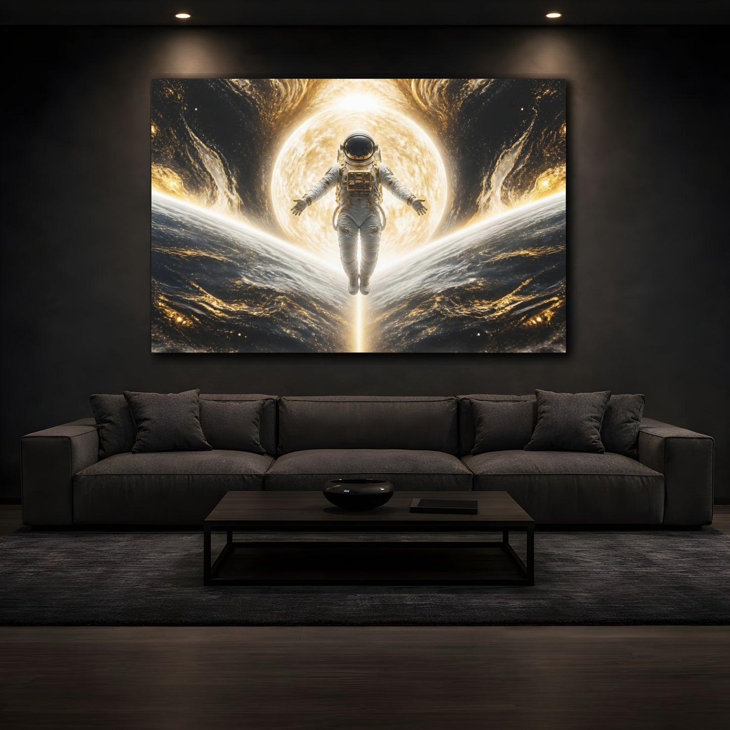 Mockup 3. Sunlit Astronaut Ascension shown as canvas print