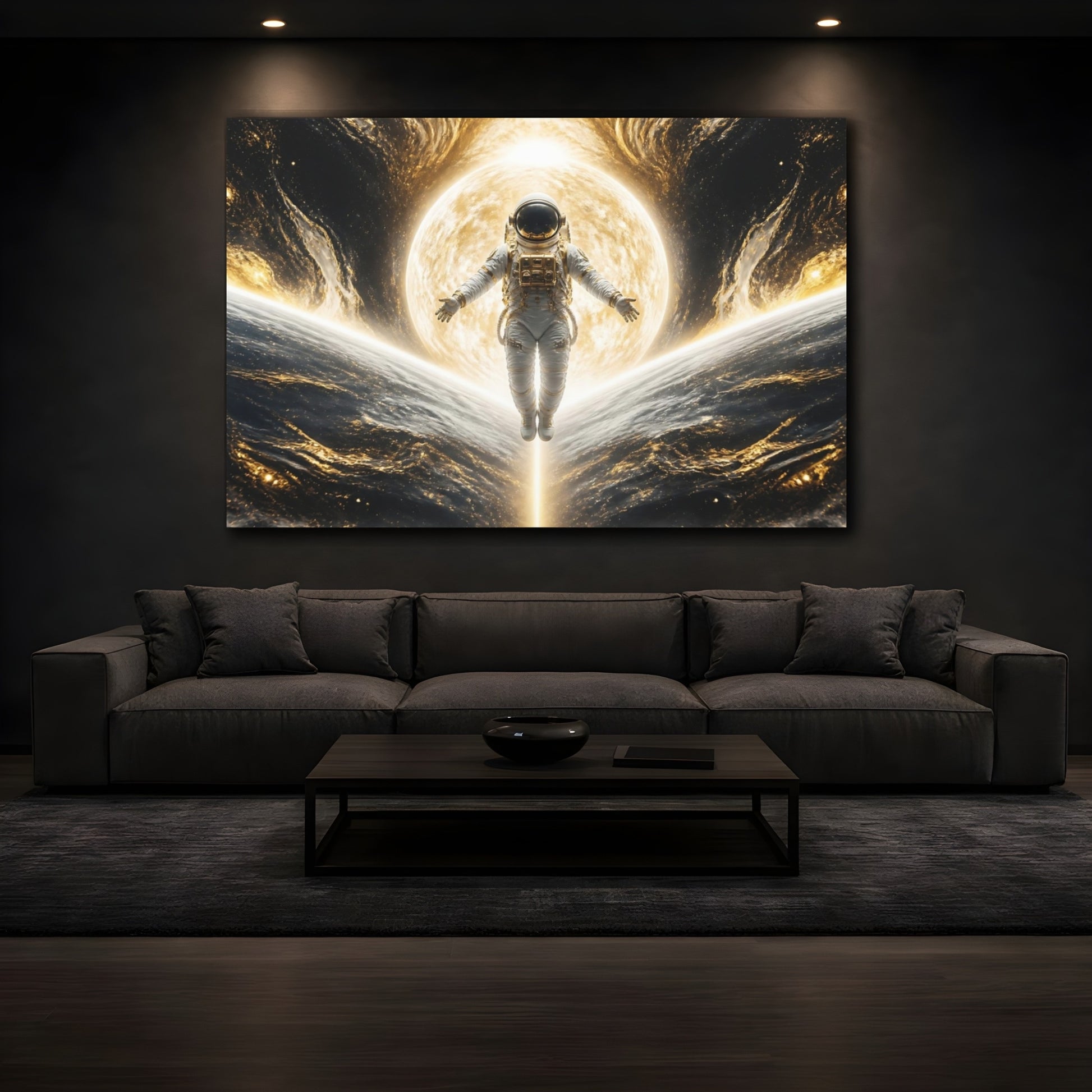 Mockup 3. Sunlit Astronaut Ascension shown as canvas print