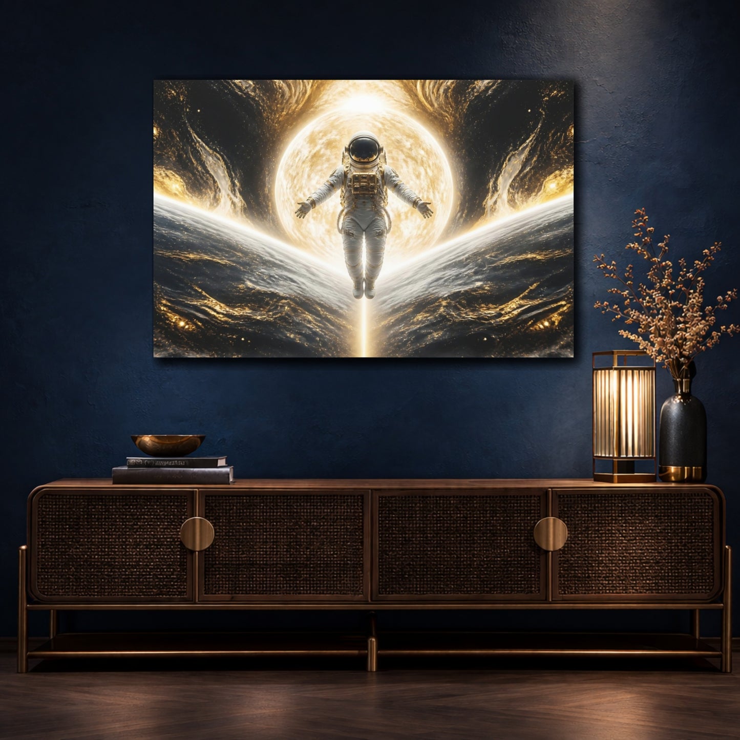Mockup 4. Sunlit Astronaut Ascension shown as canvas print