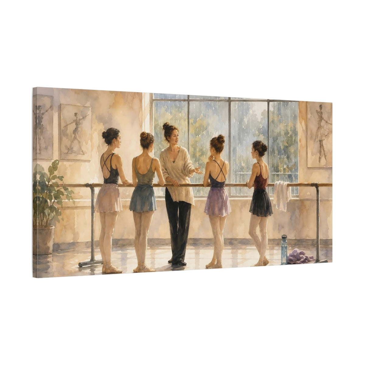 Main Mockup. Sunlit Ballet Class shown as canvas print