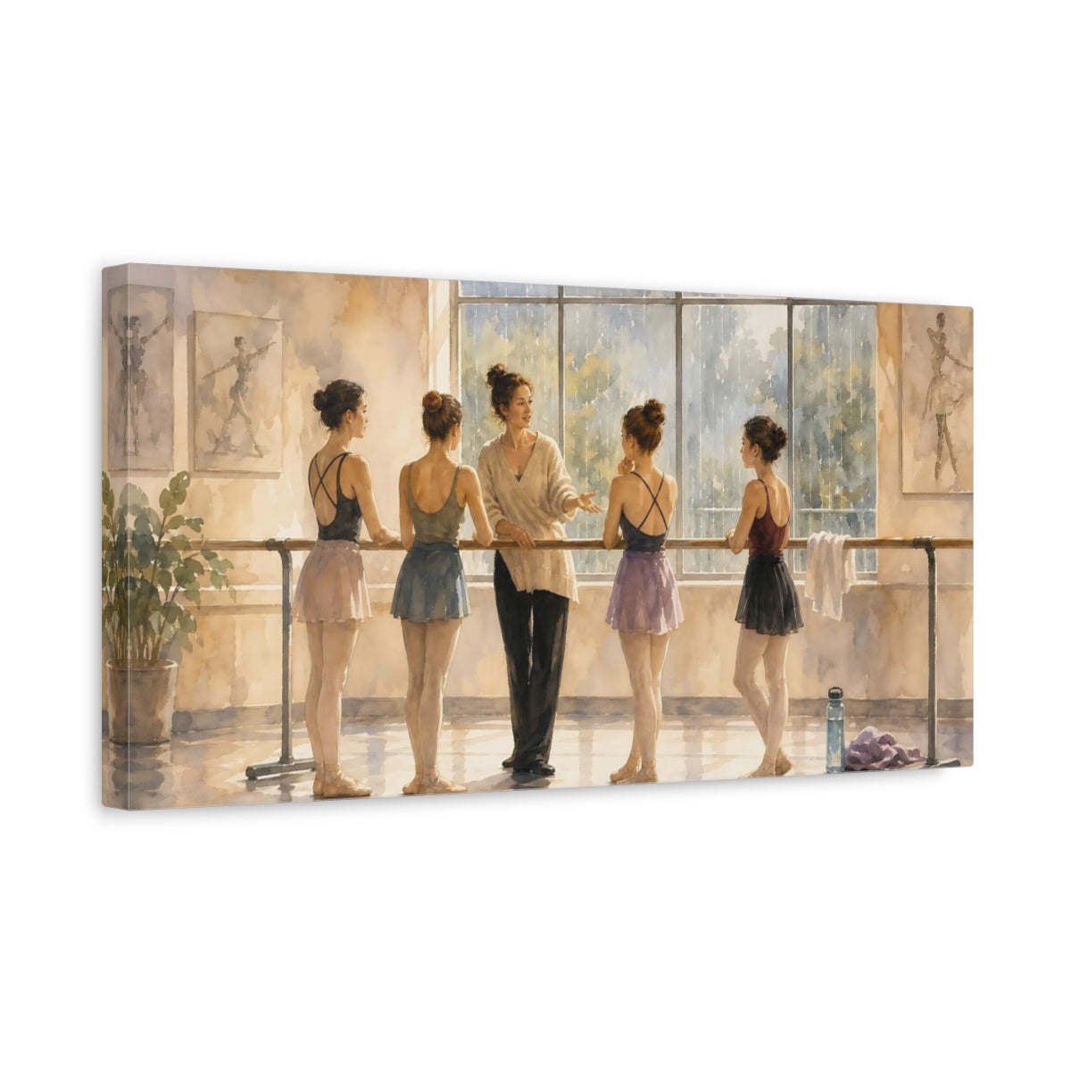 Side Mockup 3. Sunlit Ballet Class shown as canvas print