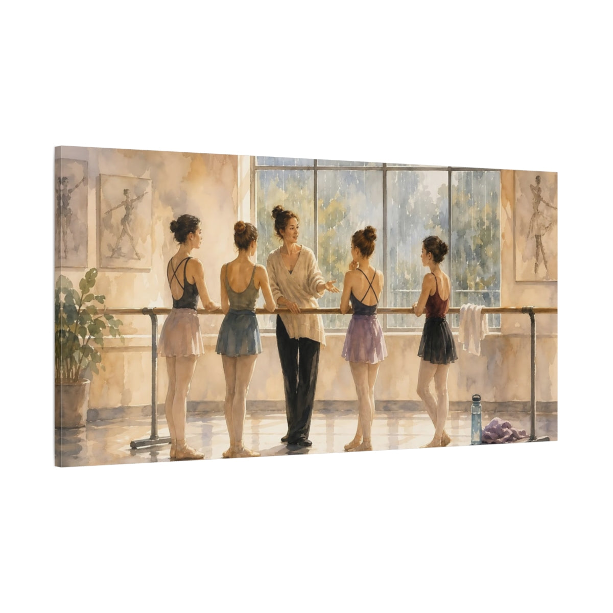 Side Mockup 2. Sunlit Ballet Class shown as canvas print