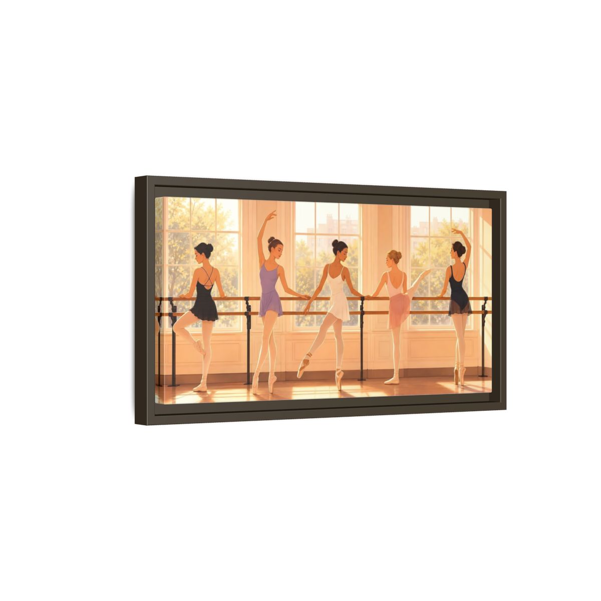Side Mockup 7. Sunlit Ballet Class shown as framed canvas print