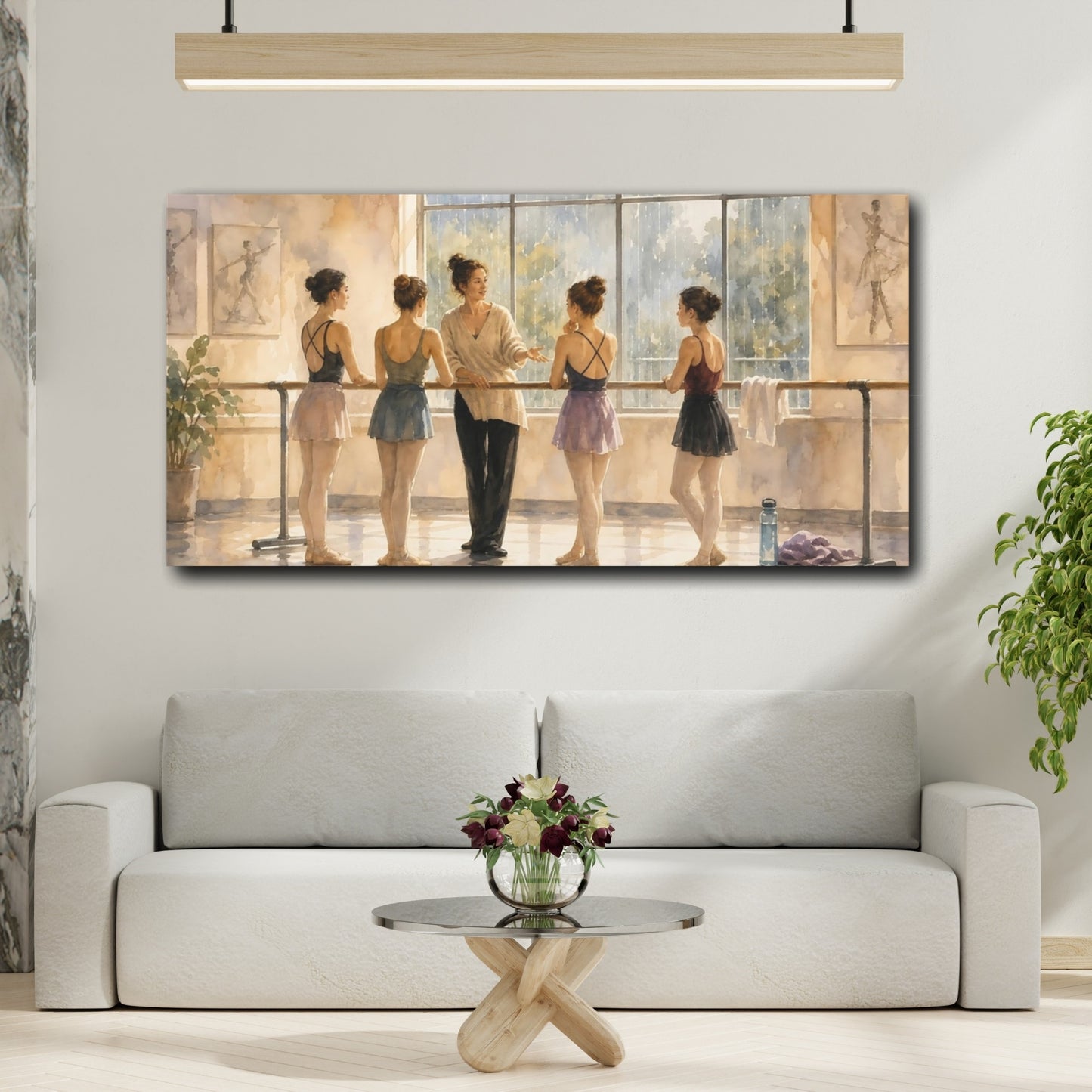 Mockup 2. Sunlit Ballet Class shown as canvas print