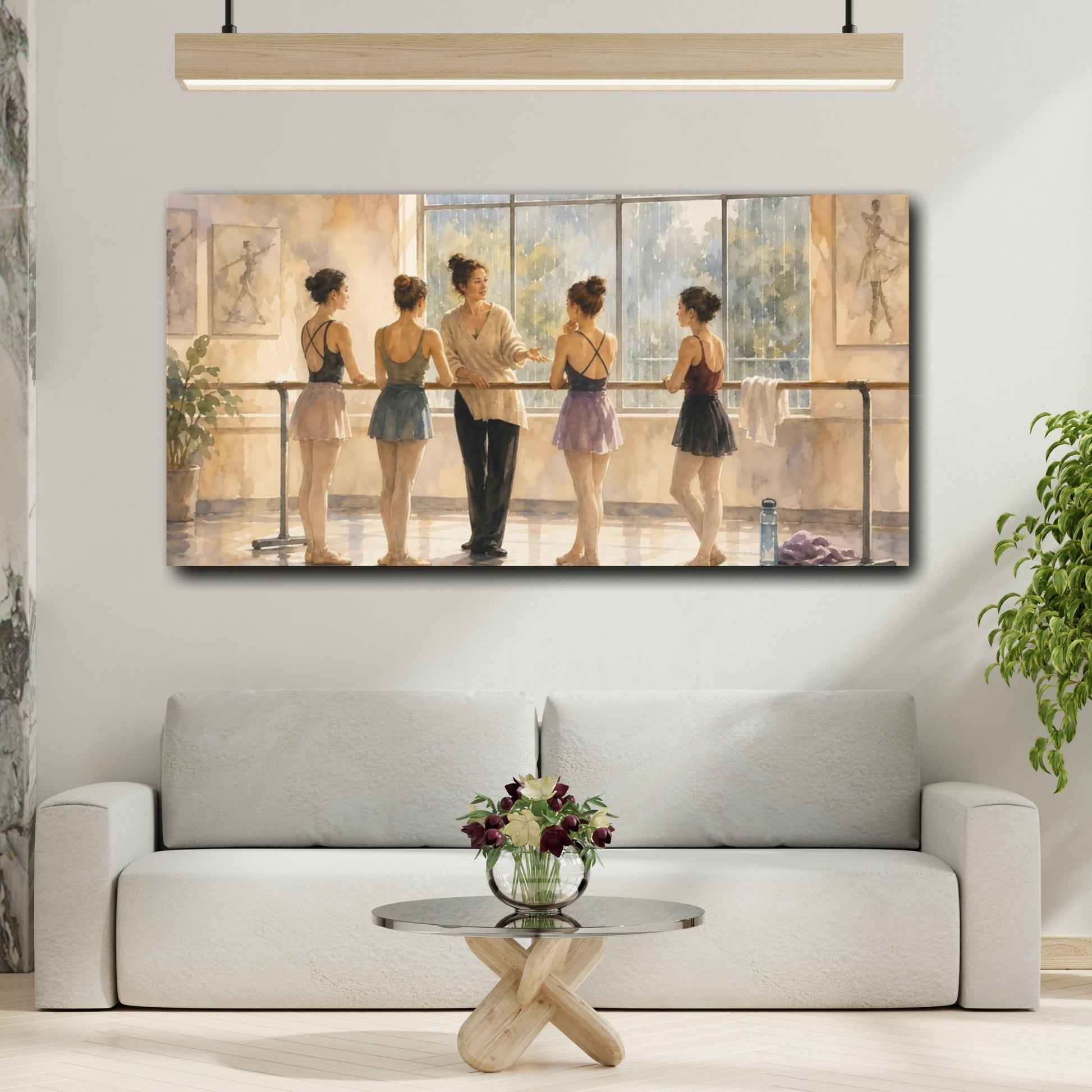 Mockup 2. Sunlit Ballet Class shown as canvas print
