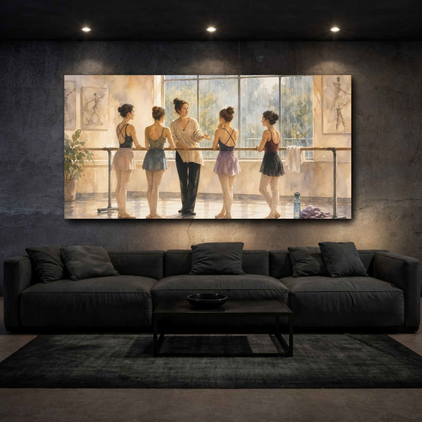 Mockup 3. Sunlit Ballet Class shown as canvas print