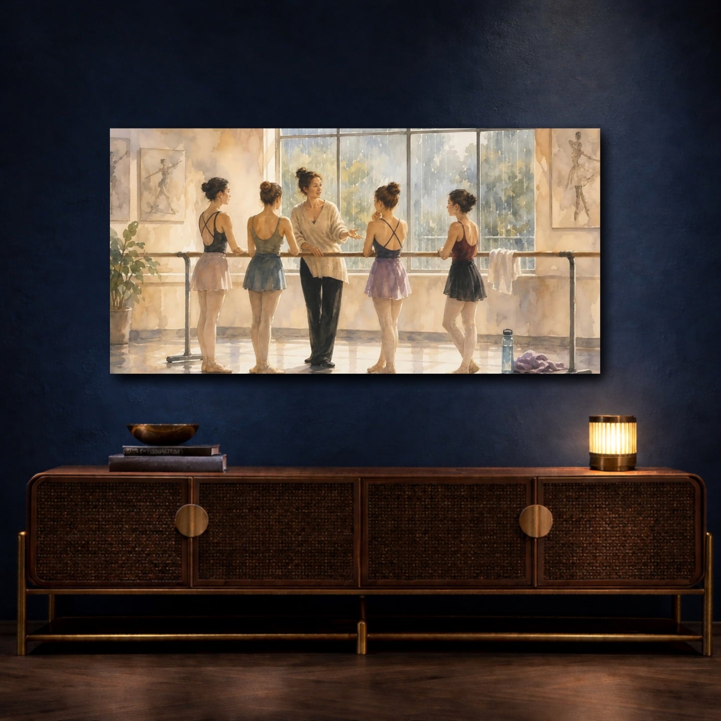 Mockup 4. Sunlit Ballet Class shown as canvas print