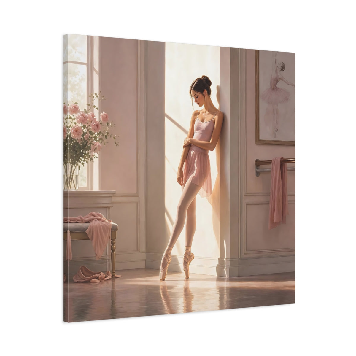 Main Mockup. Sunlit Ballet Dancer shown as canvas print