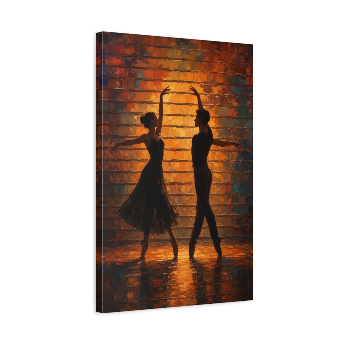 Side Mockup 3. Sunlit Ballet Duet shown as canvas print