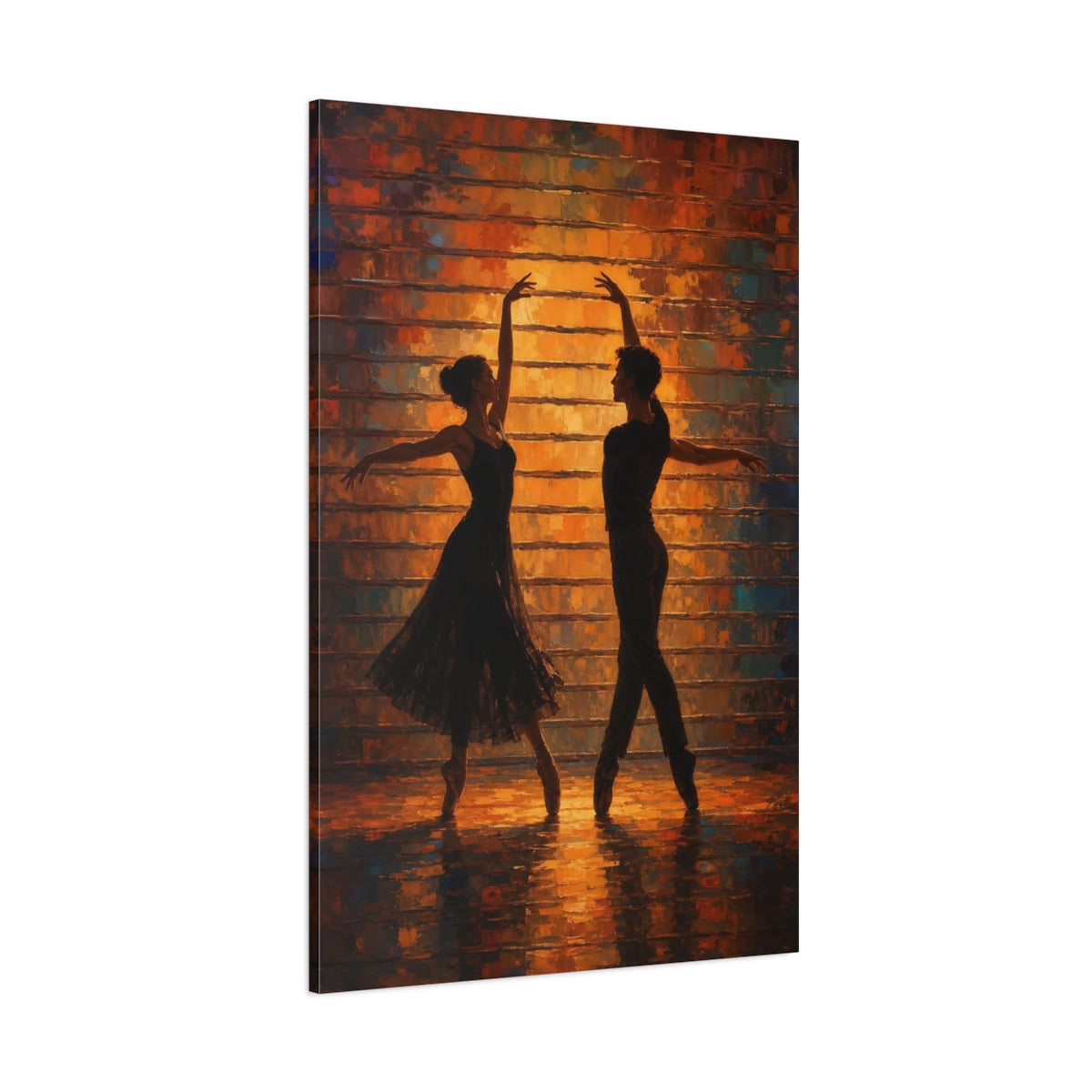 Side Mockup 1. Sunlit Ballet Duet shown as canvas print