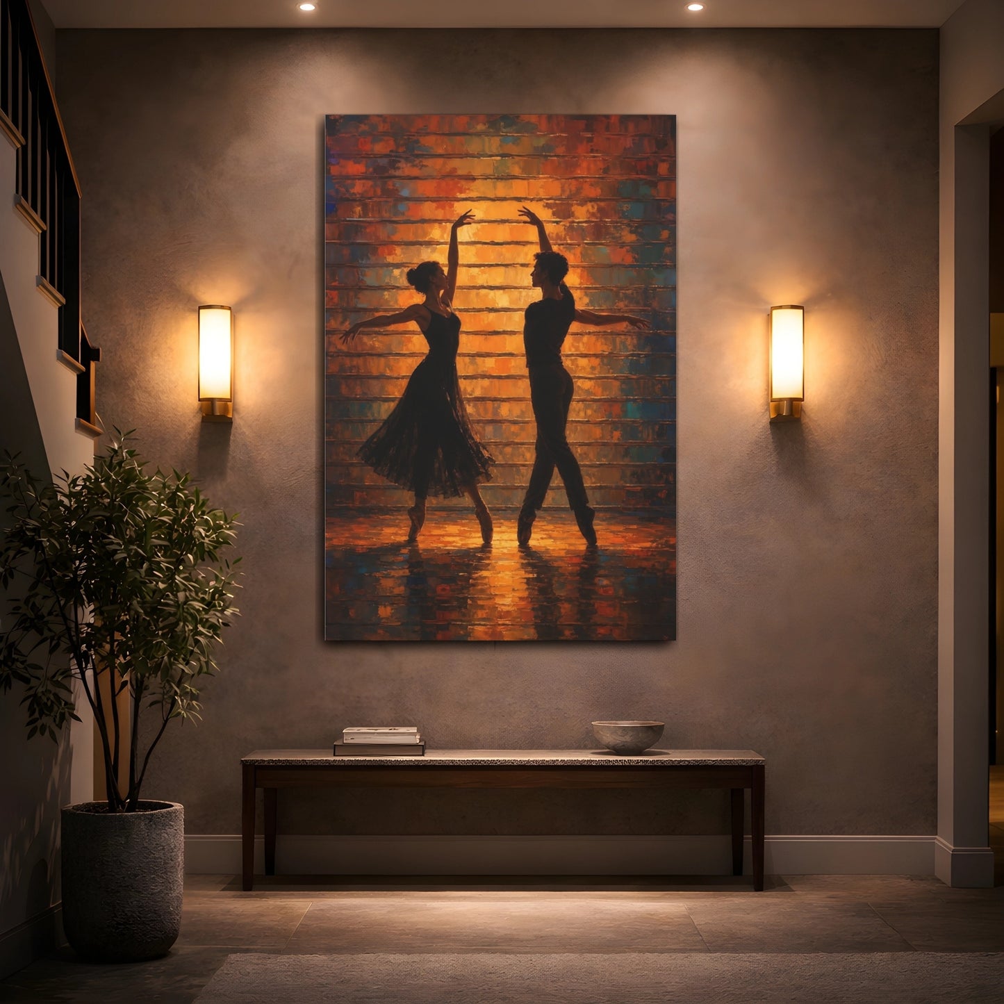 Mockup 2. Sunlit Ballet Duet shown as canvas print