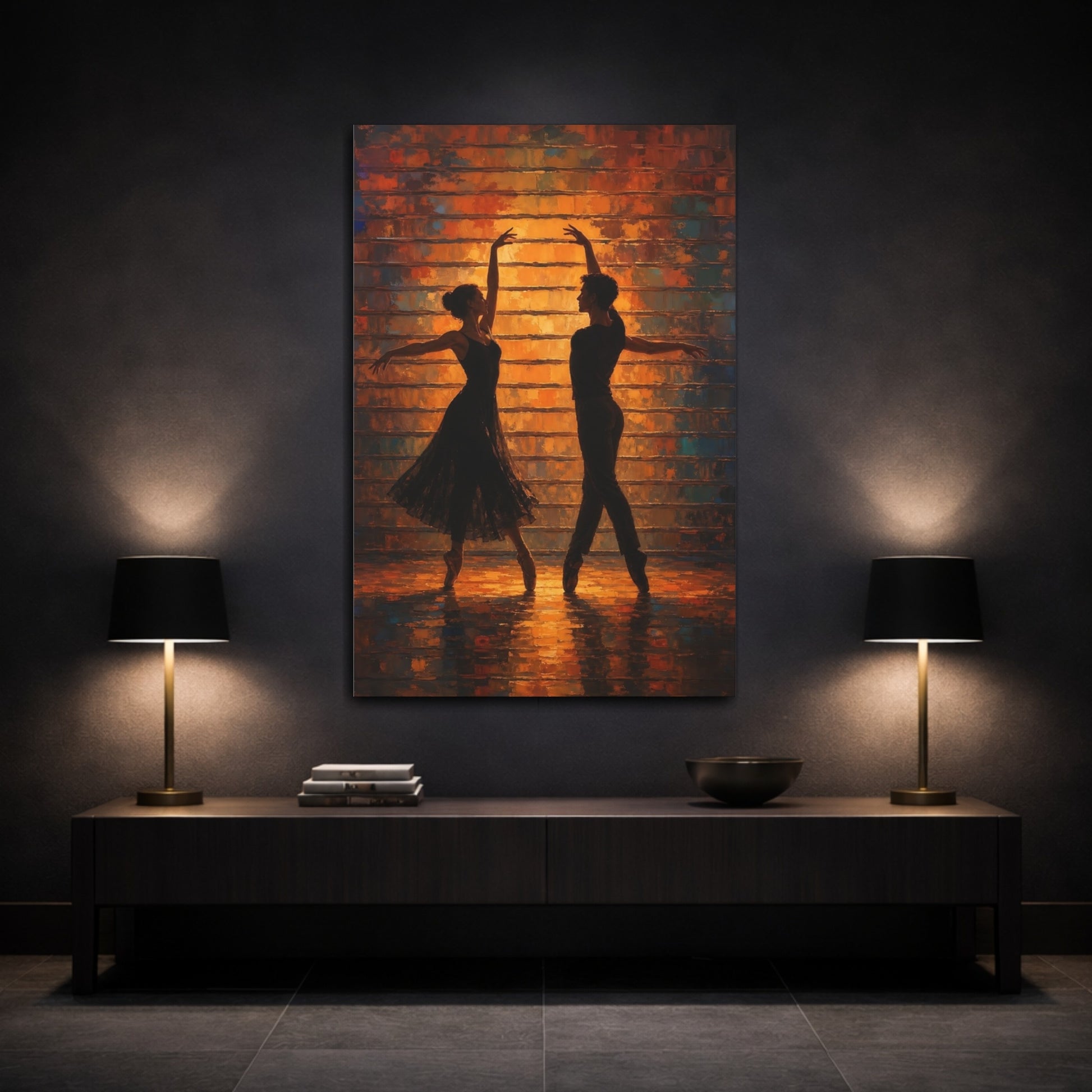 Mockup 3. Sunlit Ballet Duet shown as canvas print