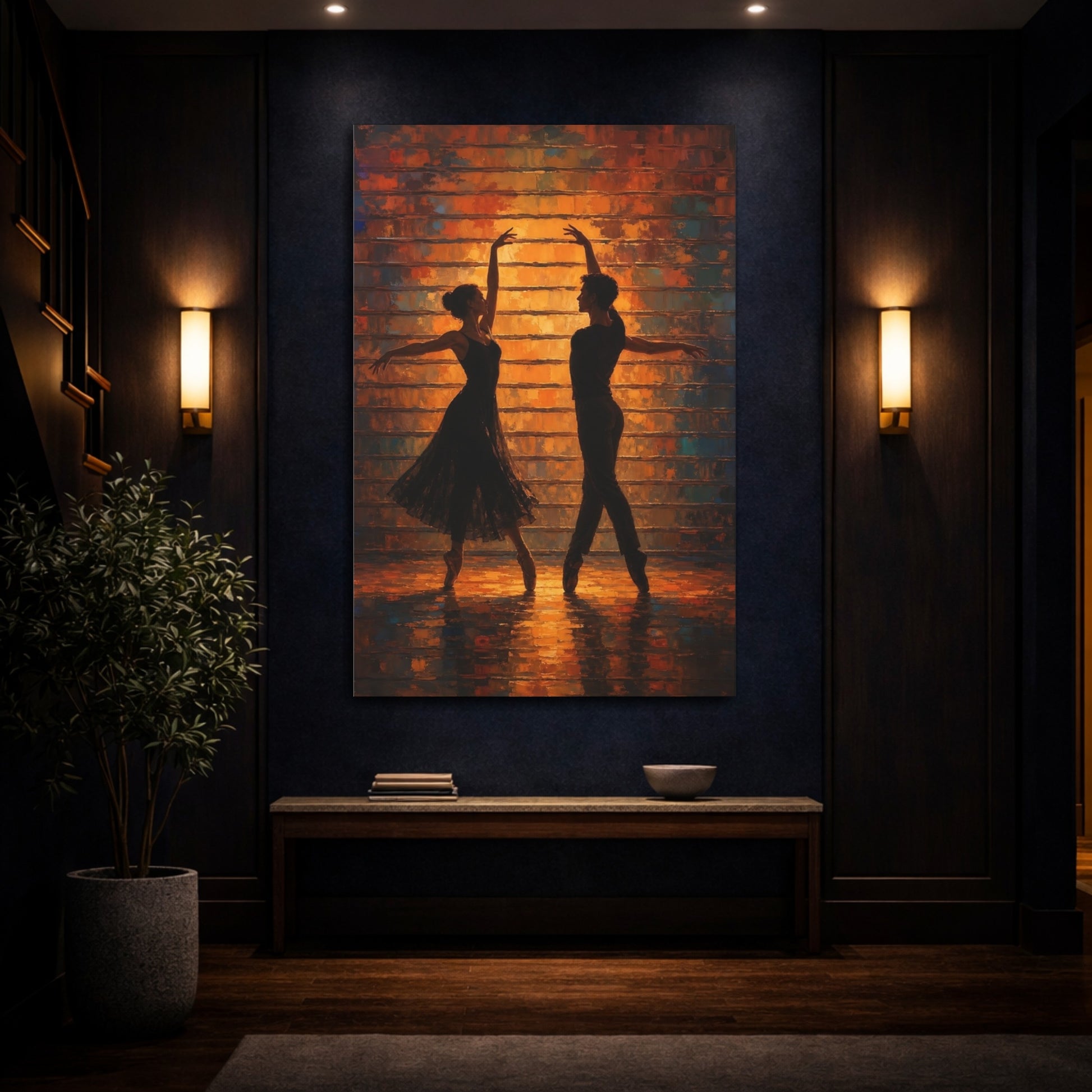 Mockup 4. Sunlit Ballet Duet shown as canvas print