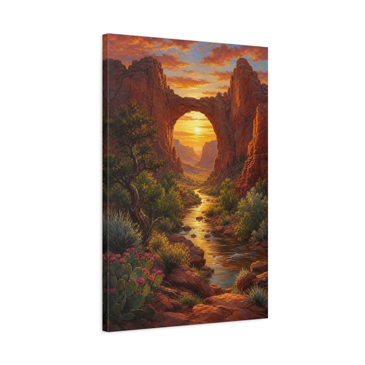 Side Mockup 2. Sunlit Desert Arch shown as canvas print